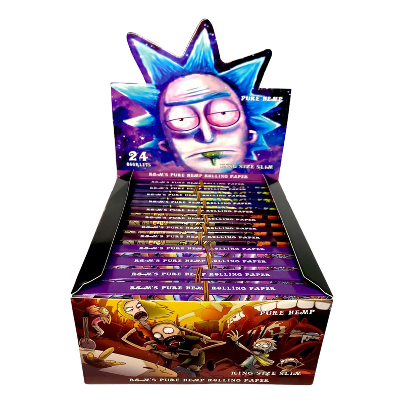 Display de Seda Pure Hemp King Size Rick And Morty Com Piteira e 24 Livretos